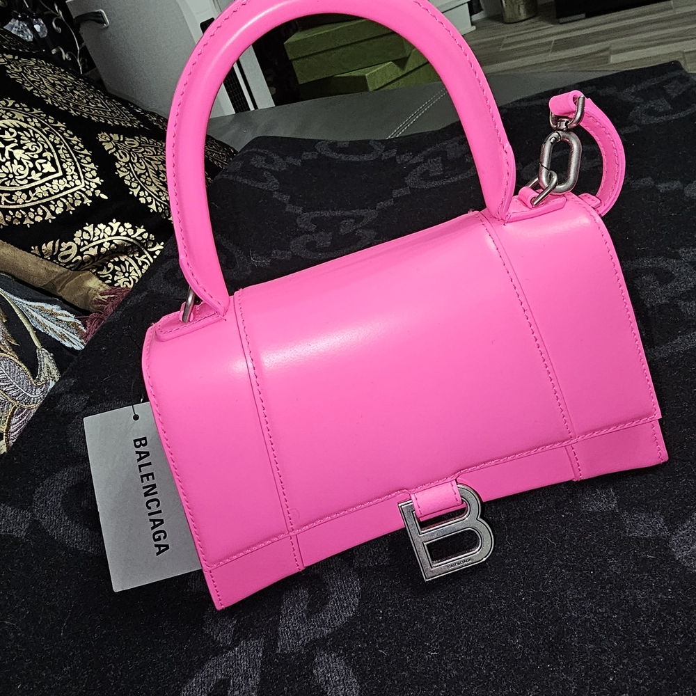 Balenciaga Hourglass XS 2 Way Hand Shoulder Bag Barbie Pink - Picture 10 of 10